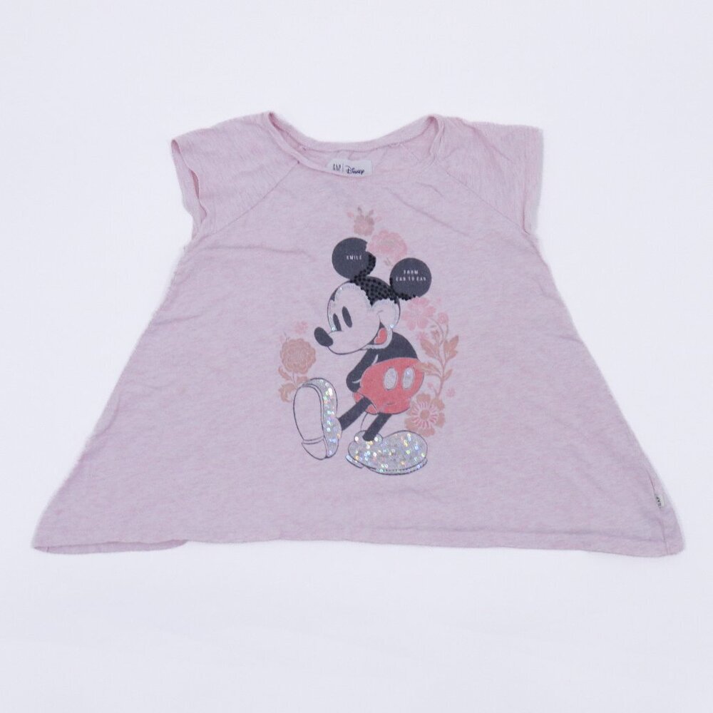 GAP Disney T-Shirt Tee Girls S 6-7 Pink Mickey Mouse Wide Cut